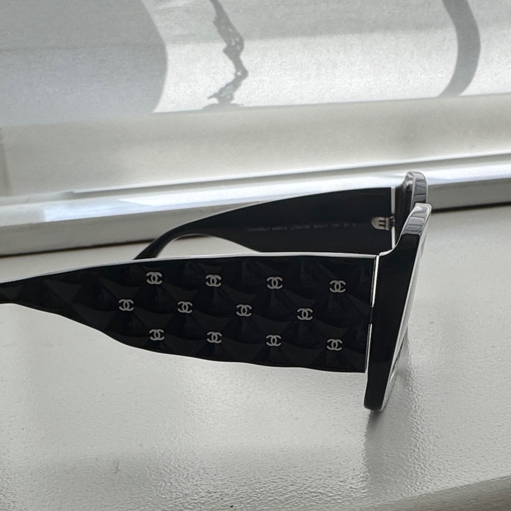 CHANEL Black Patterned Sunglasses